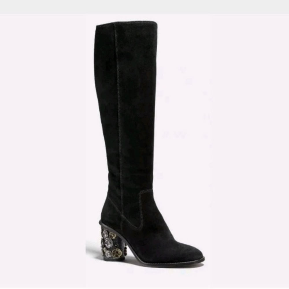 Coach tea rose suede black boots